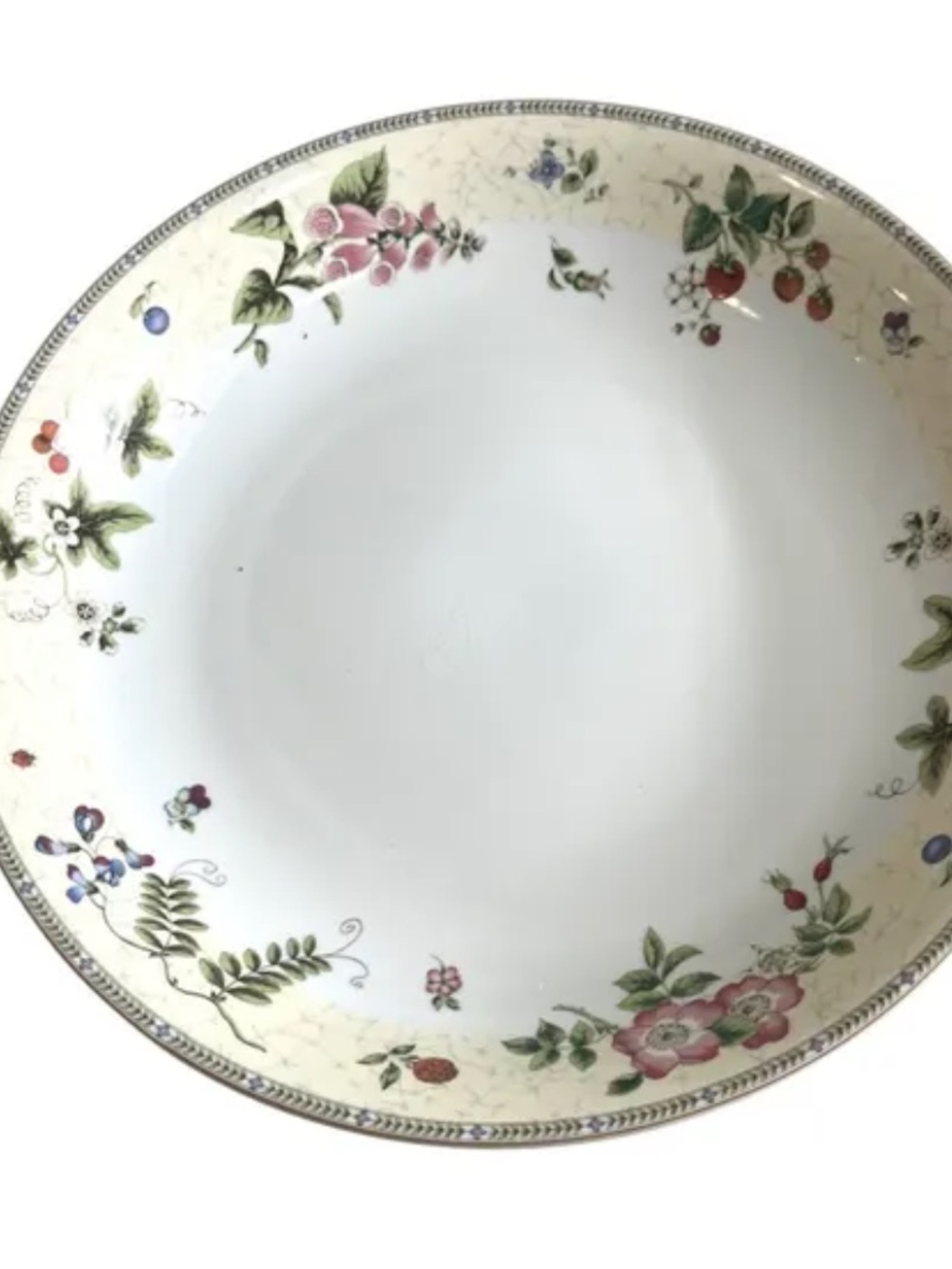 Wedgwood Fleur Vintage Fine China Large Pasta Serving Bowl Cream Floral Rim